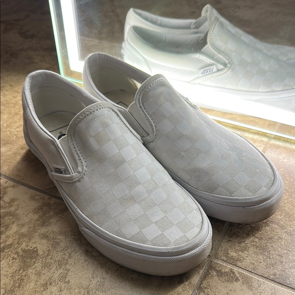 Vans Classic White Checkered Slip-Ons